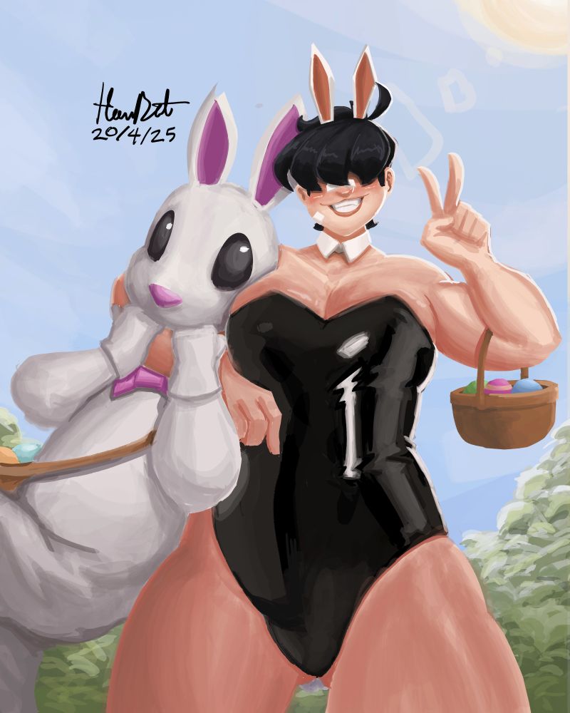 Tara caught a man in the easter bunny mascot suit, thinking its the real easter bunny