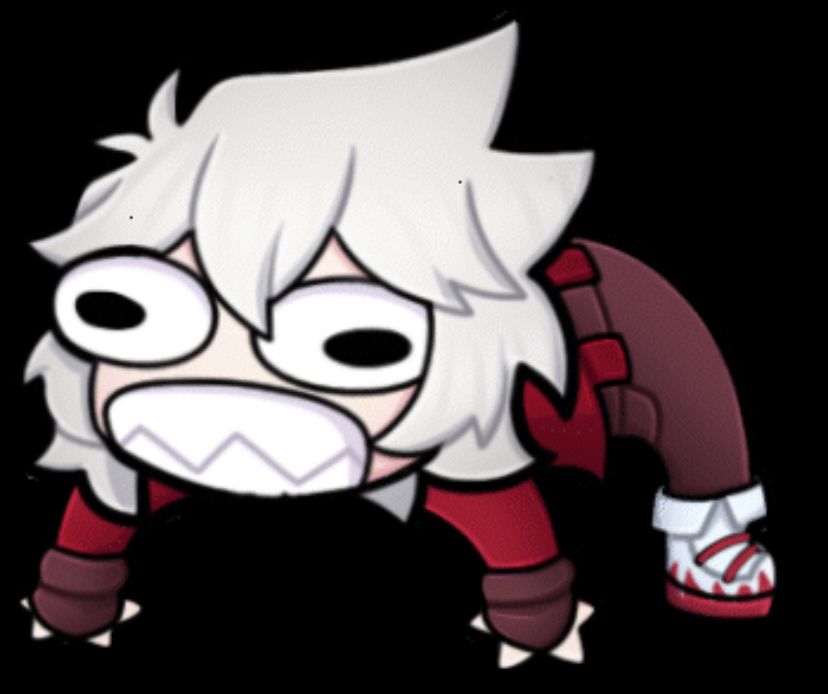 Image of Redmaster hunched over and growling like he’s feral