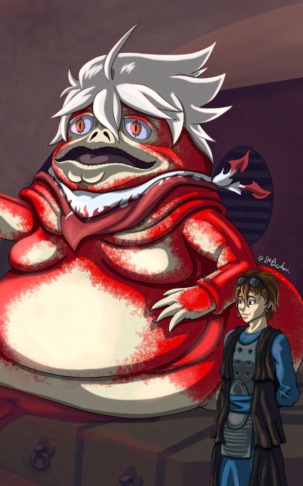 Image of RedMaster as a Hutt with Dan next to him as Bib Fortuna