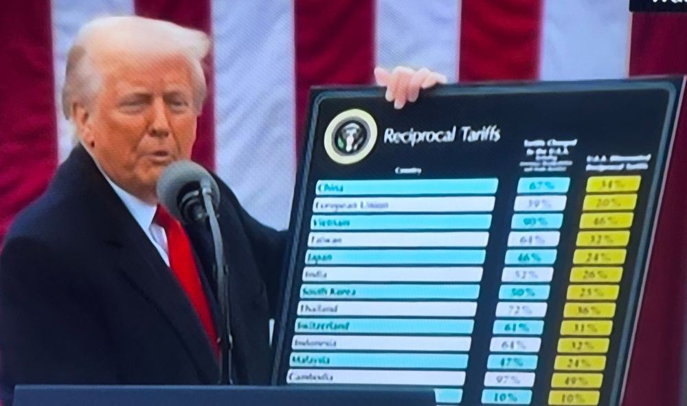 Trump con su tablilla de los aranceles.