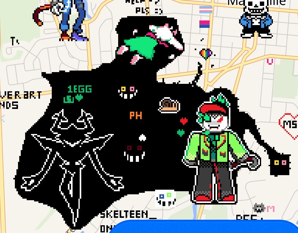 Wplace screenshot with a bunch of black void and deltarune slop