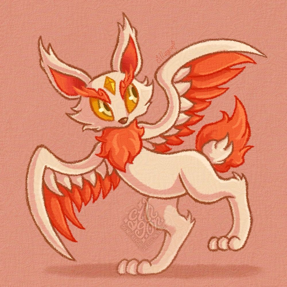 Sol, a winged bipedal Miscrit with mostly cream-colored fur; its eyebrows, puffy tail, insides of the ear, and lower wing feathers are orange. It looks to the side with wings spread open, one side elevated as if tip-toeing.

(Note: This uses the updated 2025 design of Sol.)
