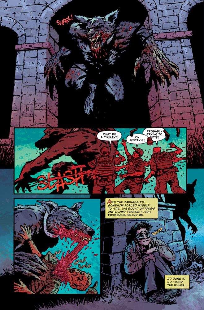 a preview page from macabre valley #1, art by anna readman, colors by brad simpson, and letters by becca carey