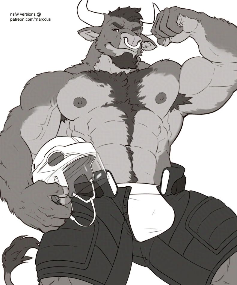 digital illustration of an anthro bull
