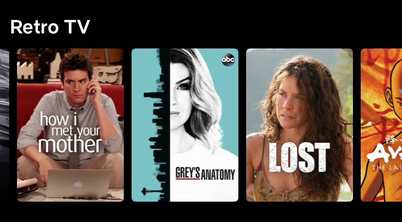 A category from Netflix called “Retro TV” which shows “How I Met Your Mother”, “Grey’s Anatomy”, and “Lost”