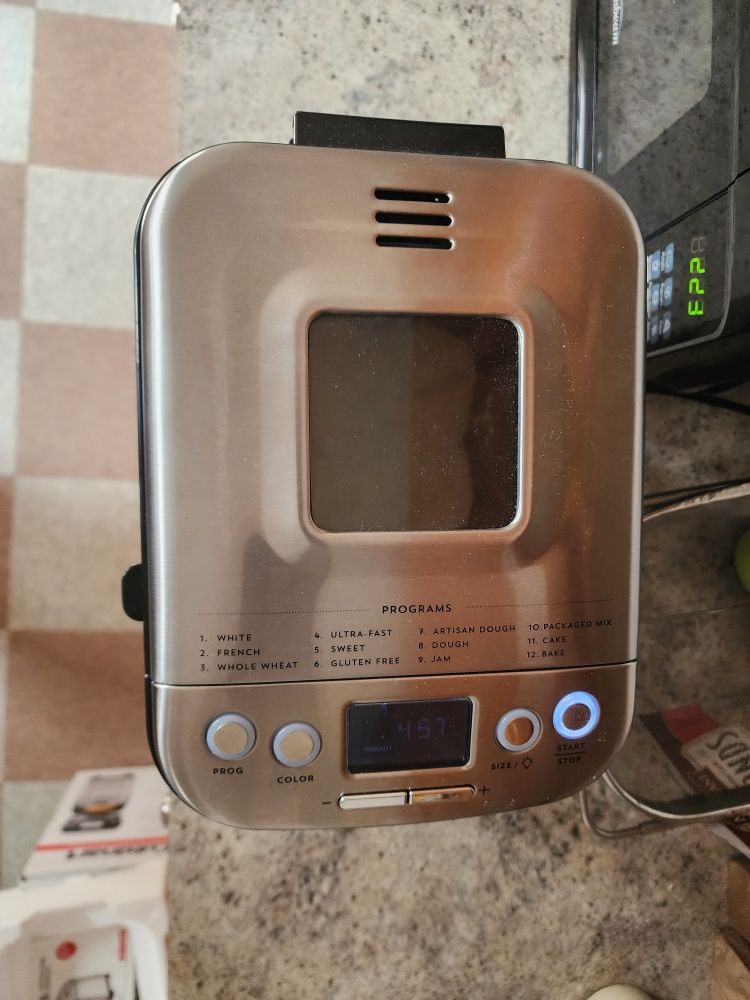 Bread machine set to make the dough for sourdough