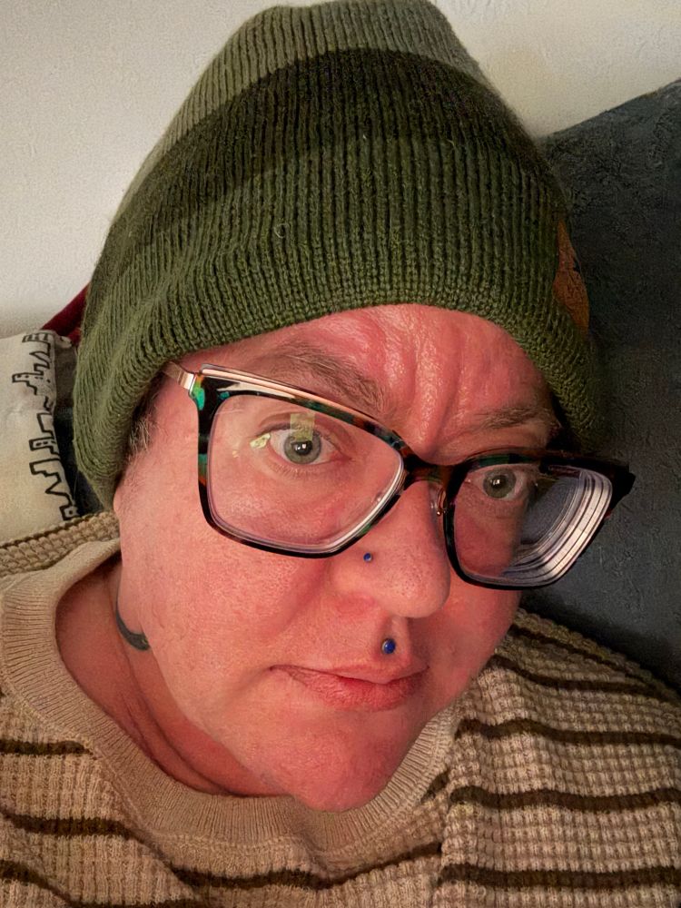 me in a green beanie