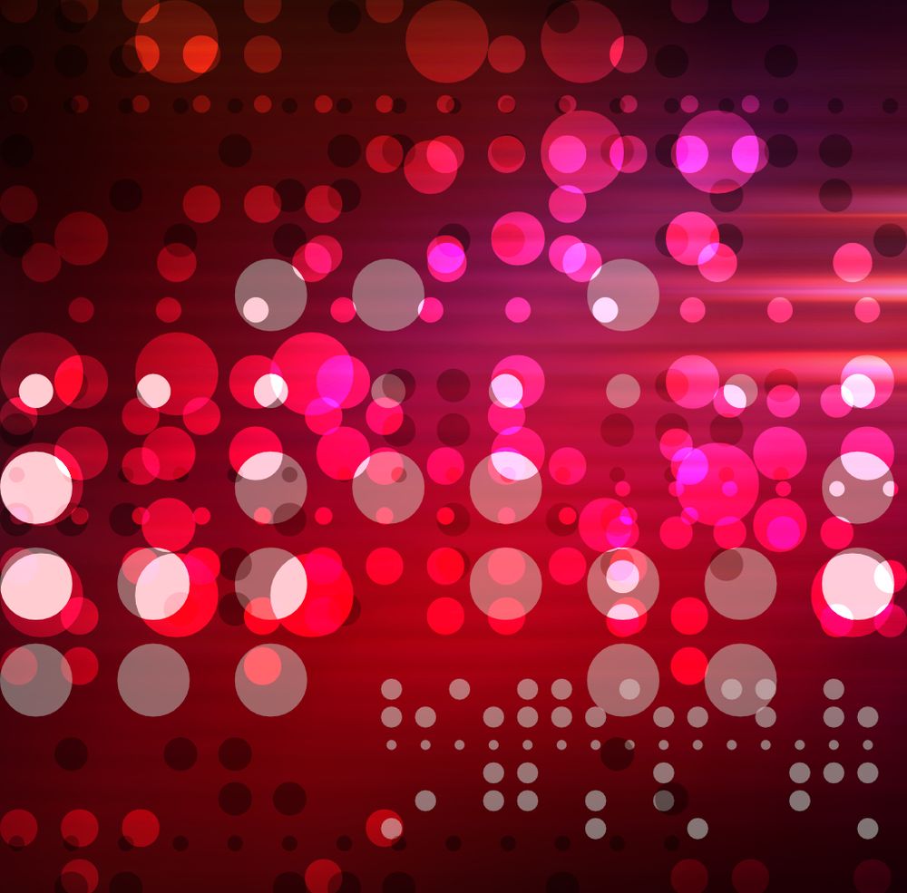 an abstract composition of circles on red 
