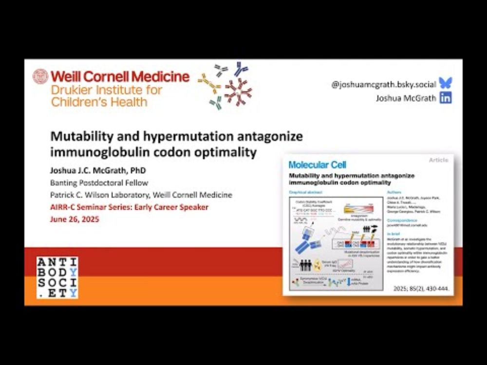 AIRR C Seminar Series, June 26, 2025   Joshua McGrath, Weill Cornell Medicine, United States
