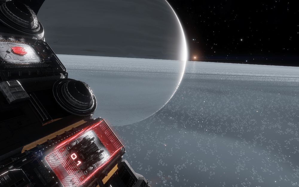 Visiting a Trailblazer ship orbiting in a planet's ring.