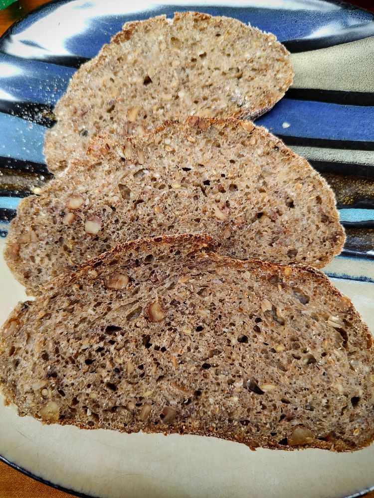 Crumb shot of sourdough loaf 