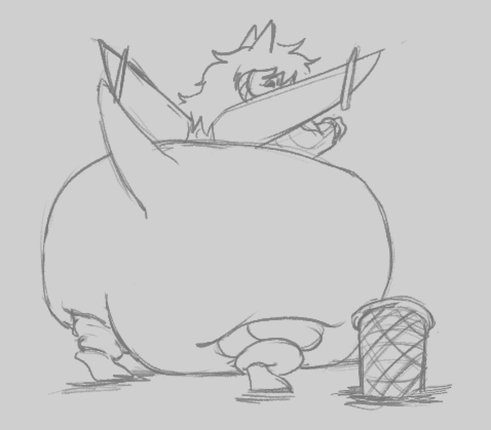 Monobutt Plane Dragon with an ass bigger than even a trash can stands with her back to the viewer.