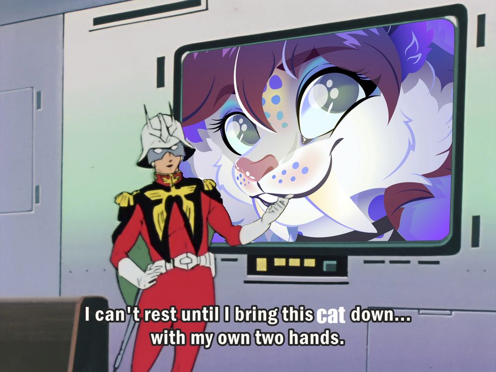 char pointing to @mewtype.online saying "I can't rest until I bring this cat down...with my own two hands