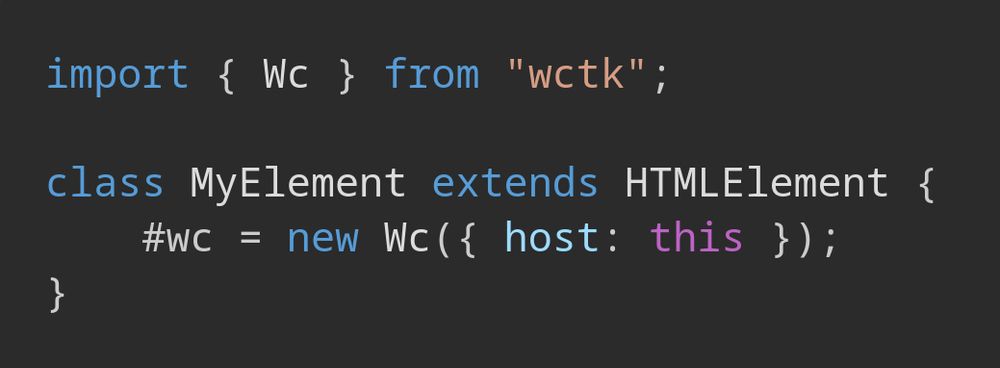 A hello world code example using the web component toolkit
