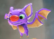 Laylee a purple Bat flying in the air