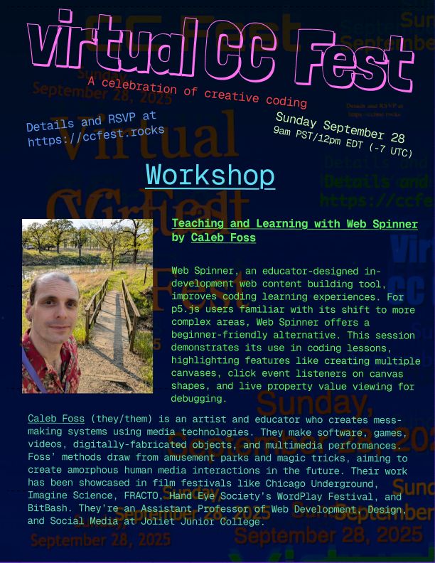 Info about Caleb's session on Webspinner. All the details at https://ccfest.rocks/