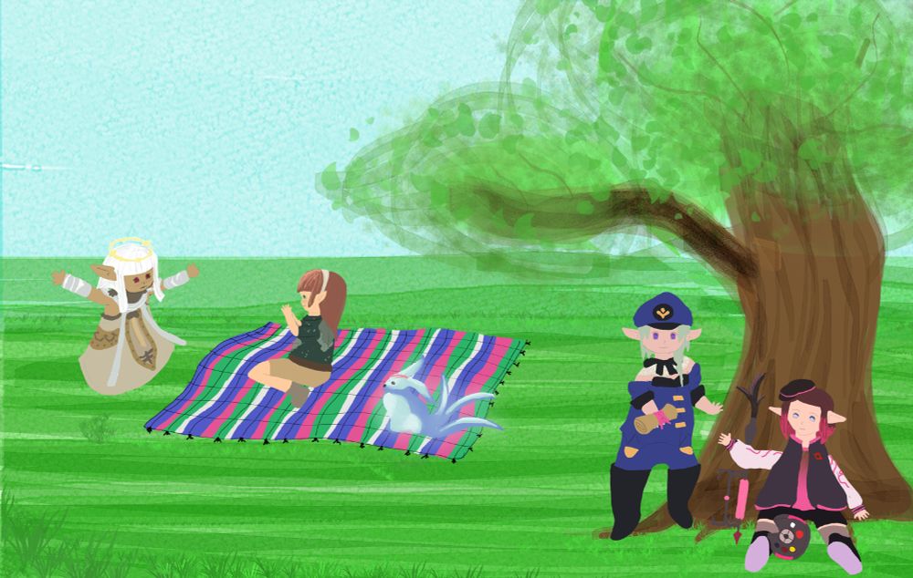 left to right:
Pop Tink for popularthink
Evergreen Spellful for Mascot3000
Iliana Snowdyn for izaberun
Astrantia for adoration
Picnic scene.