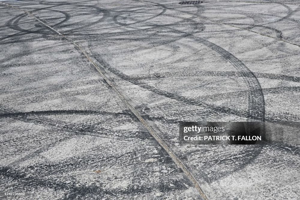 Donut tire marks.