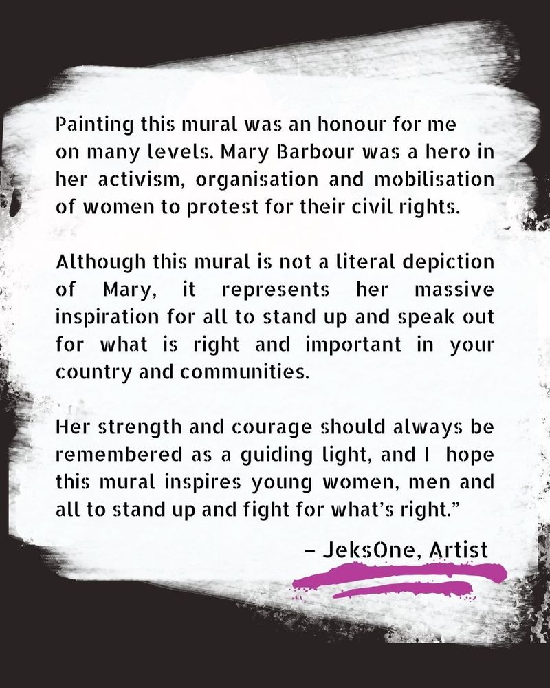 black background with white brushstroke. Quote from artist Jeks One.