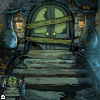 The Neopets item "Entrance to the Haunted Mansion Background".