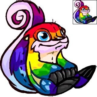 The Neopets item "Rainbow Lutari Plushie".