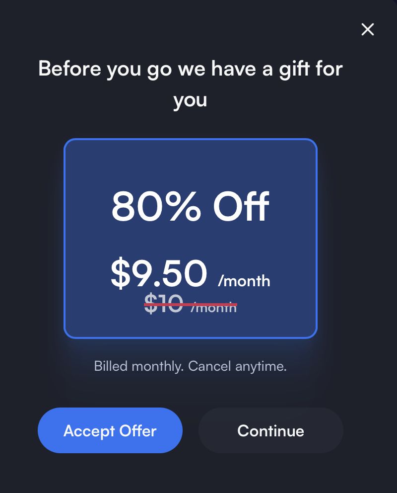 Special offer saying 80% off when in reality it is 5% off.