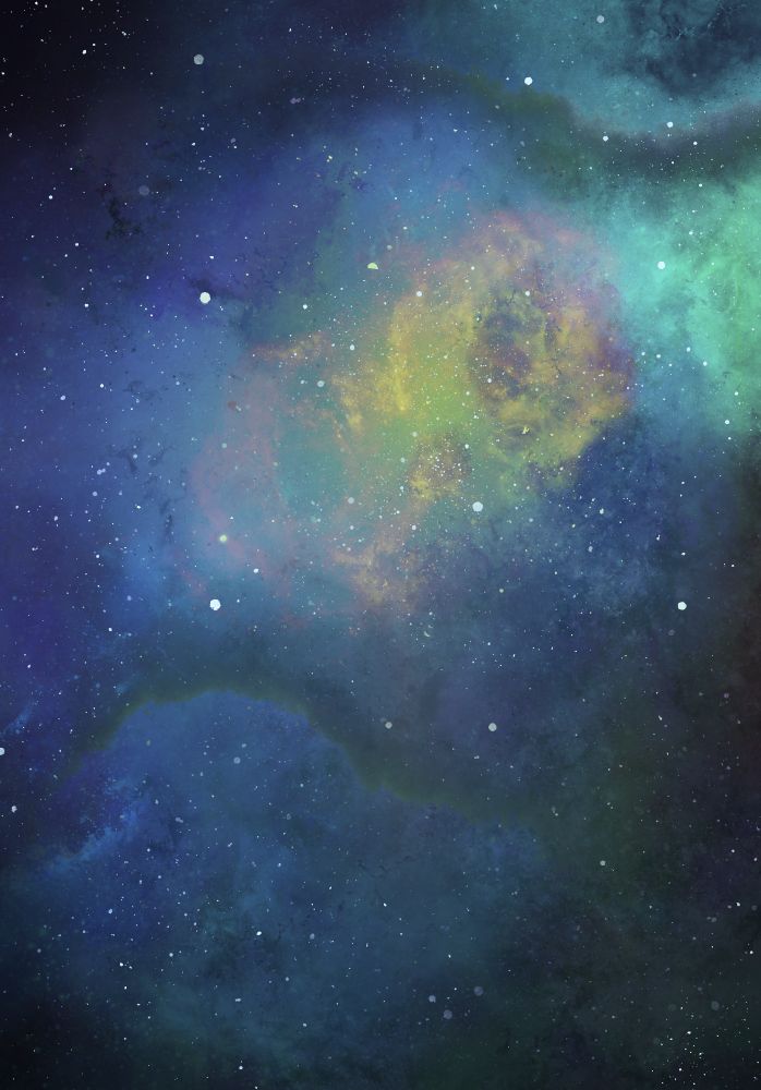 a green and teal nebula space scene 