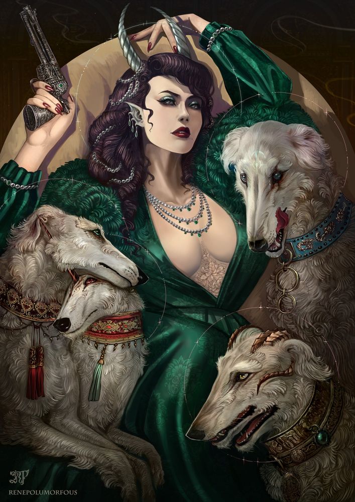 Monique and borzoi family 
Oc - personal