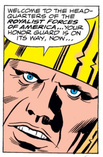 Close-up on a menacing thug wearing a medieval-looking helmet.
"The Trojan Horde" Captain America Vol. 1, No. 194, Marvel, 1975
Inked by Frank Giacoia