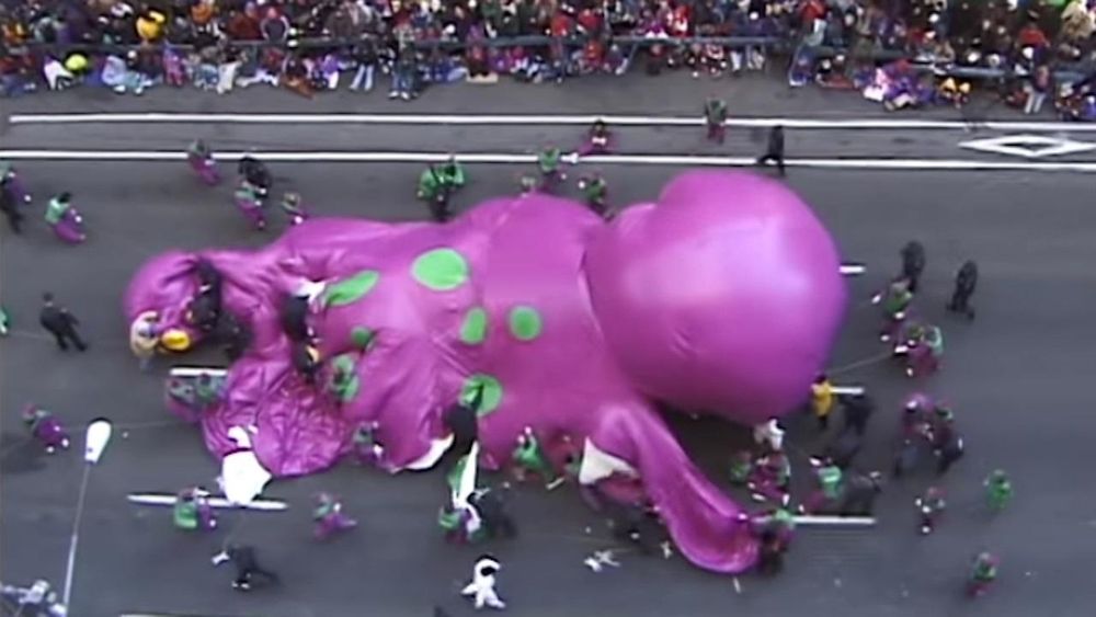 downed barney balloon