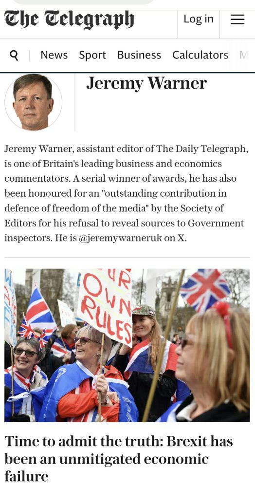 The Telegraph 
Jeremy Warner
Time to admit the truth: Brexit has been an unmitigated economic failure
Leaving the EU has reduced Britain's GDP by up to 8pc, according to a devastating US study