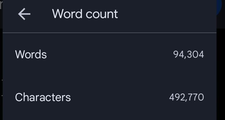 A screenshot showing that character count is over 400K
