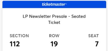 Screenshot of one of the three tickets booked with the QR code cropped out.