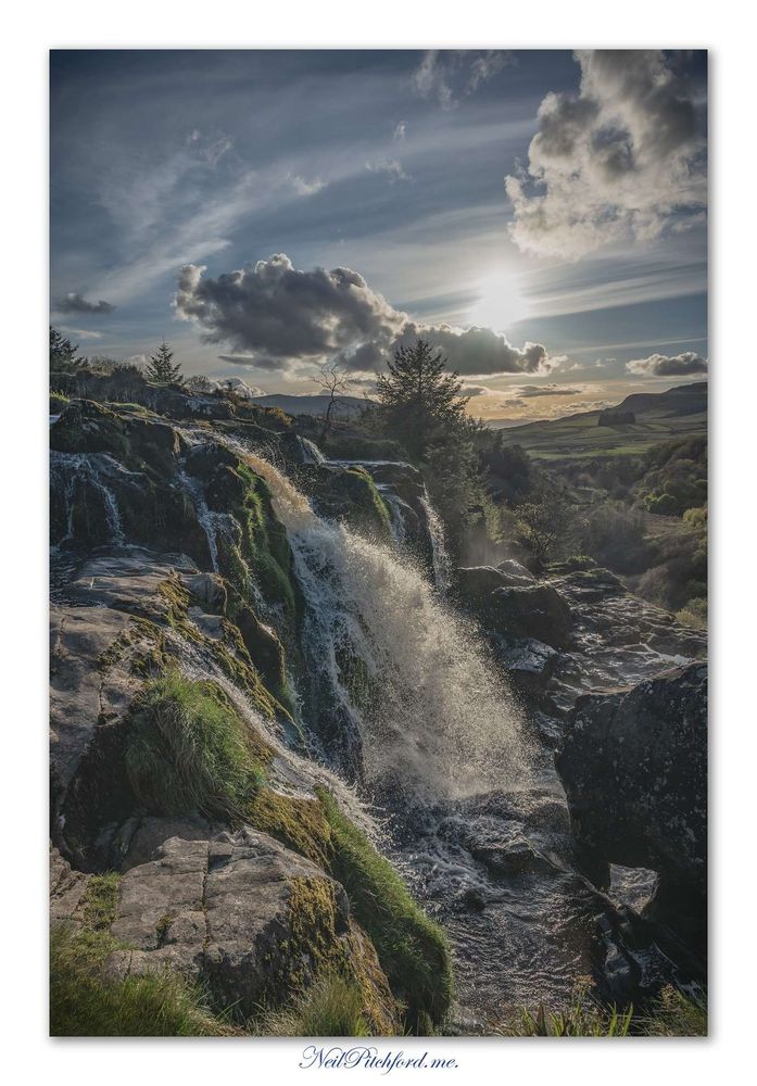 View of the waterfall, the Loup of Fintry, Scotland.