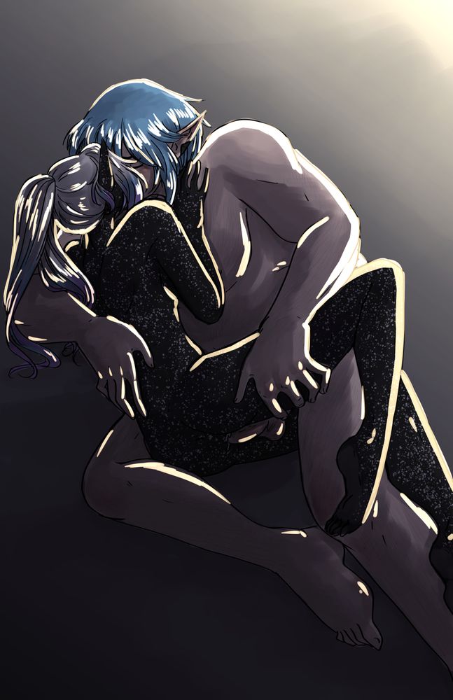 A digital drawing of my WoL and Haurchefant.