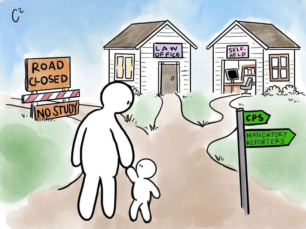 Cartoon reflecting whether legal services can help families avoid child welfare involvement