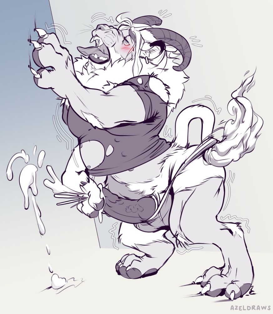 Man in mid transformation to a lion demon