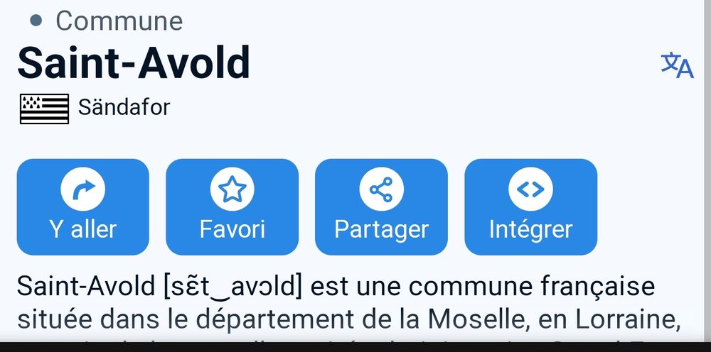 Commune de Saint Avold, indiquée comme étant en Moselle mais avec un drapeau breton. 