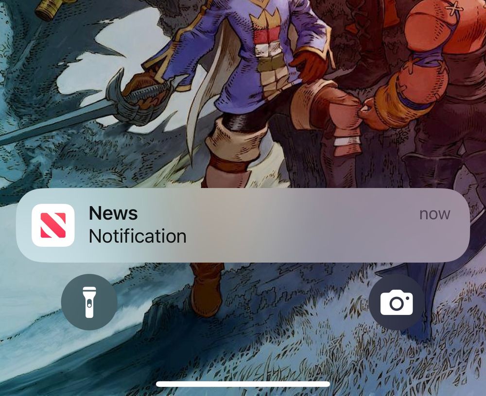 A screenshot of my phone lock screen with an Apple News notification.
