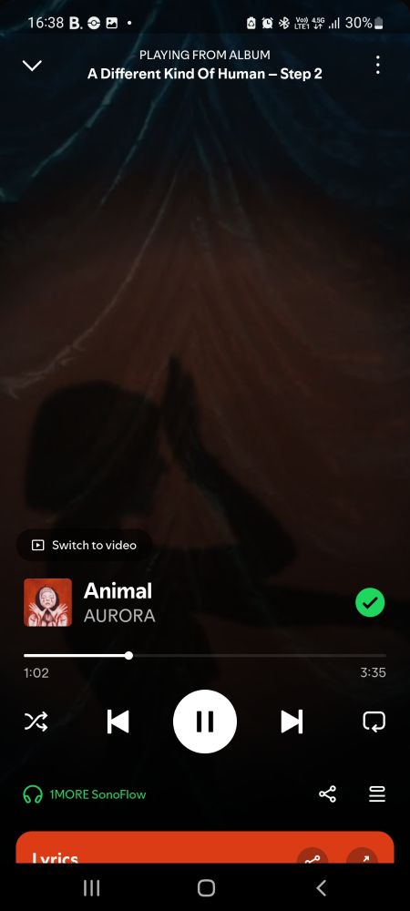 Spotify screenshot, Animal by AURORA