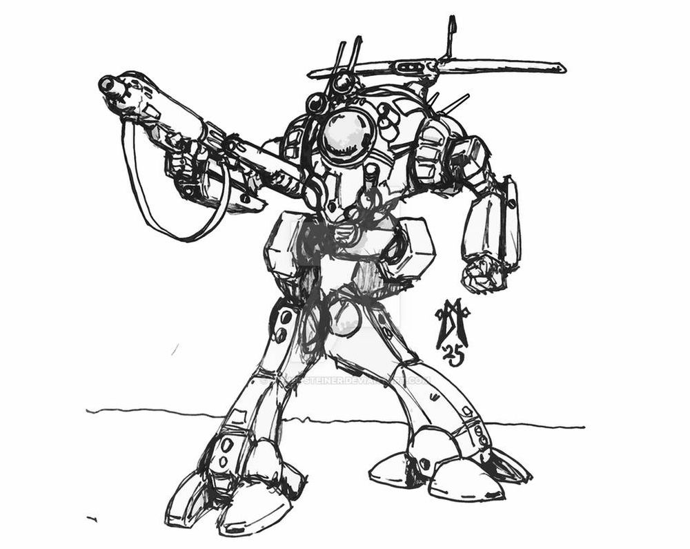 Mecha SKetch

"what if a Battletech Caesar was an Ugly from the Post-Dolza era South American Zentraedi Resistance, during the Malcontent Uprising era"?

The body of a legless Regult Tactical Scout would be mated to the legs  of a Glaug Officer's Pod that managed to eat a 40cm shell from a MAC II Monster's Vigger's cannon.
The heavier legs left the Pod too ungainly to use it's shoulder mounted Thrust Nozzles, so the arms from a salvaged enemy Veritech fighter would be mounted where the thrusters once were, giving the machine the ability to engage in melee combat, pick up items, or, use hand held weapons.
While it carried the full sensor suite of the Scout Pod, it's role would be a command machine for a unit of Regults and other mech. As such, unlike the Tactical Scout, this would need to be armed.
It's primary weapon would be the 128mm Long Range Particle Cannon normally mounted dorsally on a Glaug. The barrel would be shortened to make it less prone to get caught on trees in the jungle, and the inferior reactor of the Regult could only power the gun for 20 shots before needing an hour or so to recharge. to cover for this, in the right arm, they kept the 55mm GU-11 Gun Pod from the Veritech, while mounting the LLW-20 CIWS lasers originally found on the VF-1J's head, one per forearm. Lastly a rear mounted double barrel Light Air Defense Laser from a std Regult would cover the machine's six.
The GU-11 is usually restricted to the single 750 rd magazine in it's stock, but could carry spare mags in an external bandolier, if necessary. This was seldom done as the most fights were hit and run, and the bandoliers tended to also get caught in tress and underbrush.
This machine would be piloted by a Zentaedi named Cazor, whom the locals would nickname "Cesar". Cesar was not present for Khyron and Azonia's suicidal attack on the SDF-1 and his Frankenstein machine was seen in several guerilla actions against the Invid invaders, working with Nova Satori's forces.