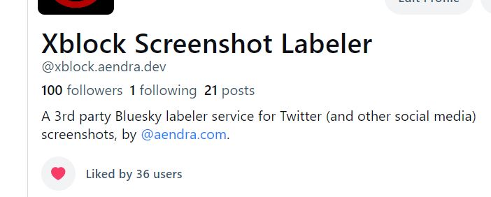 Screenshot of the XBlock profile