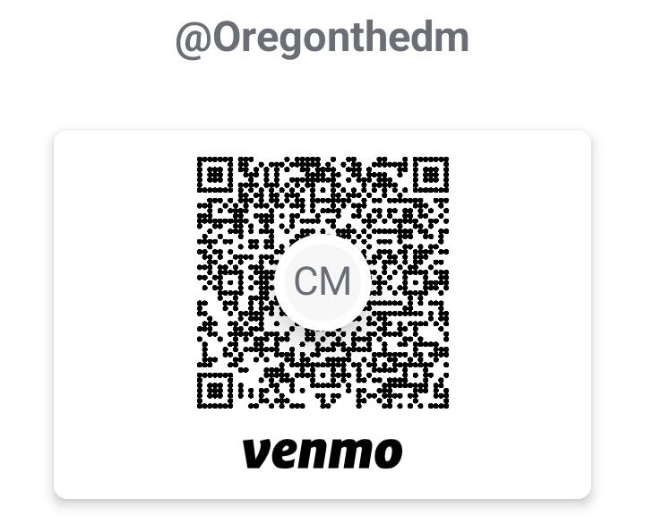 @oregonthedm Venmo code & handle for donations