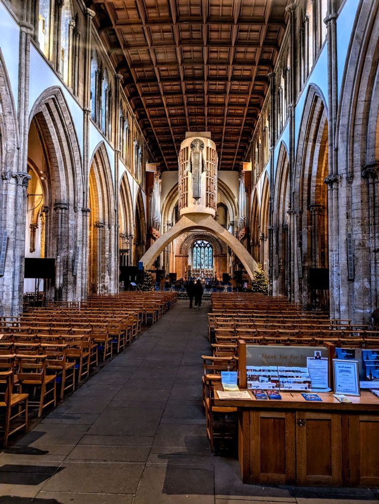 The view of Llandaff Cathedral from just inside the front door