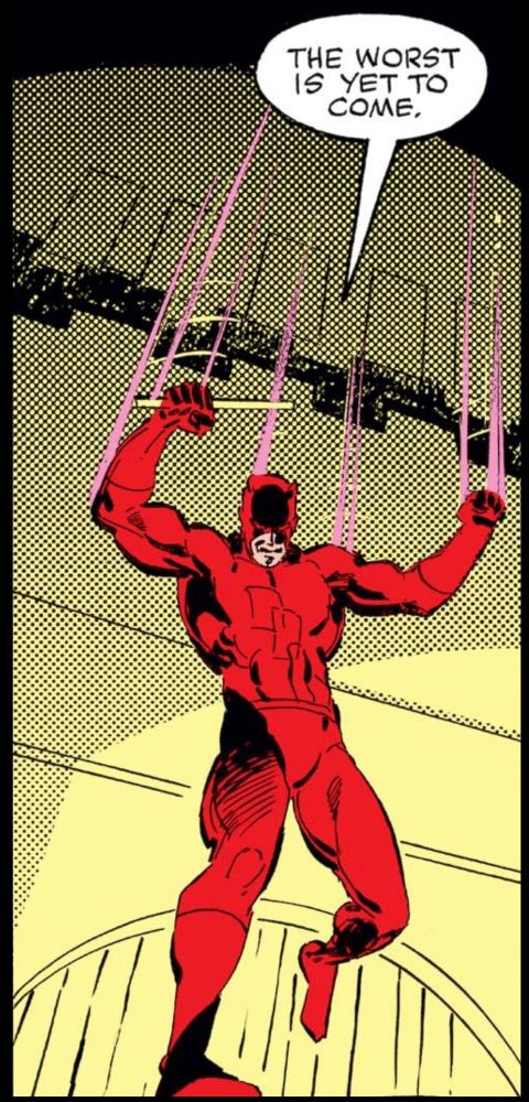 From a high ledge, Daredevil is jumping straight down,feet first. “The worst is yet to come,“ he says matter-of-factly. 