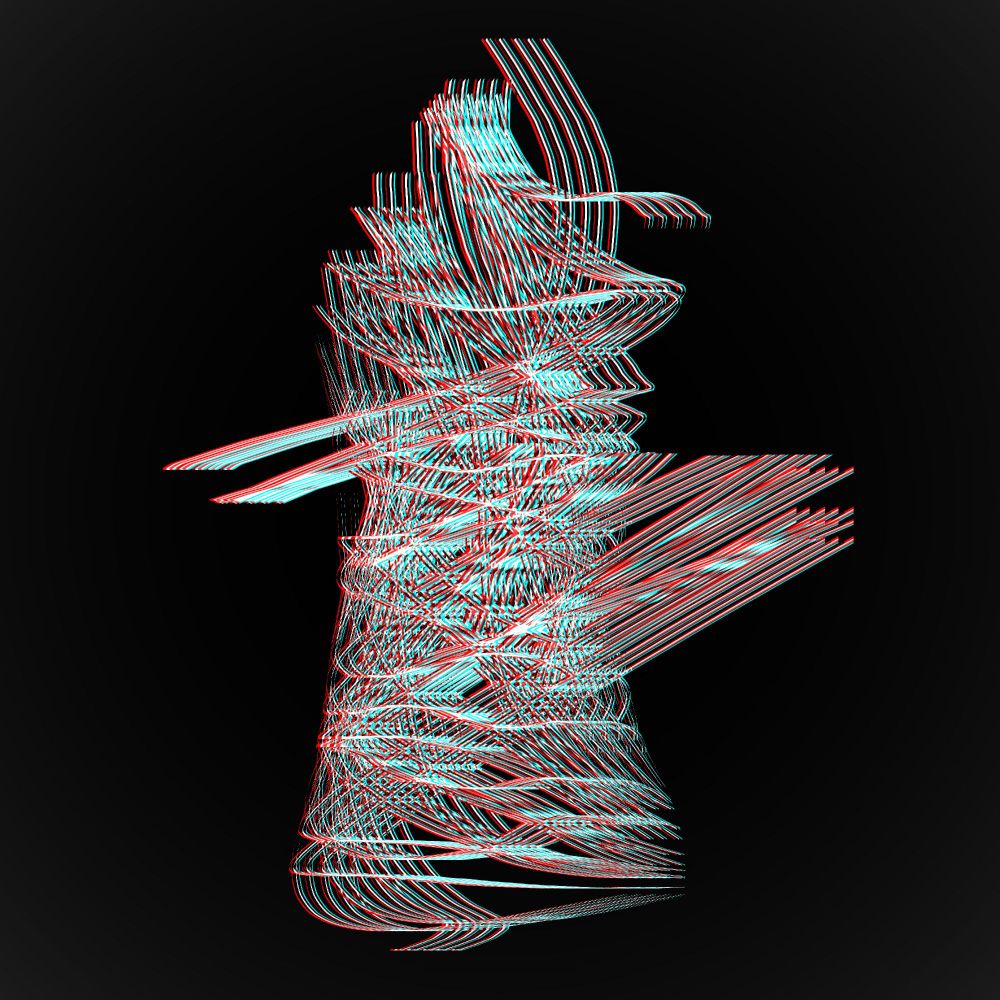 Abstract coverart for Demonaru's single, So Long for So Long. Depicted is lines fraying into the a cone/bishop-like shape.