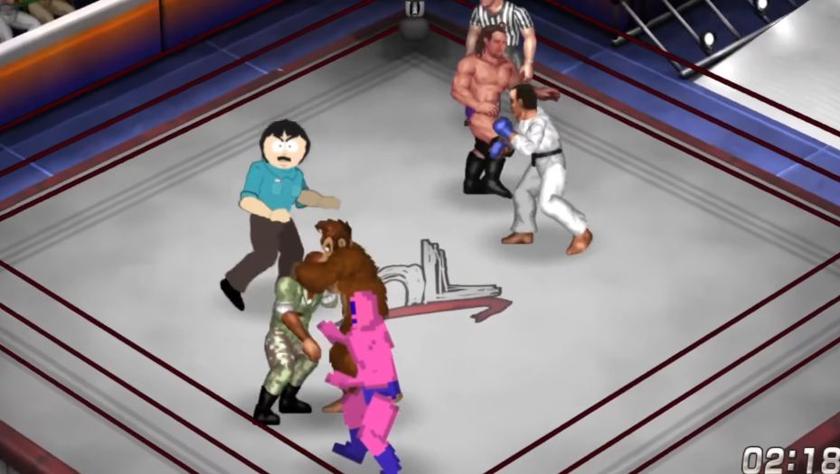 Fire Pro Wrestling World match with Starman vs Randy Marsh vs Val Venis vs Royce Gracie vs Donkey Kong vs Tony