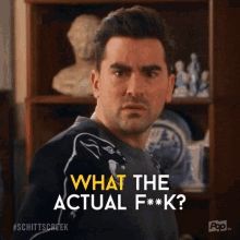 David Rose from the show Schitt's Creek saying "what the actual f**k" in a highly offended way. 
