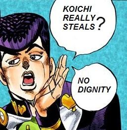 Josuke Higashikata spreading false gossip about his friend, Koichi Hirose.