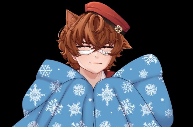 Infa, all fluffy and bundled in blankets :3